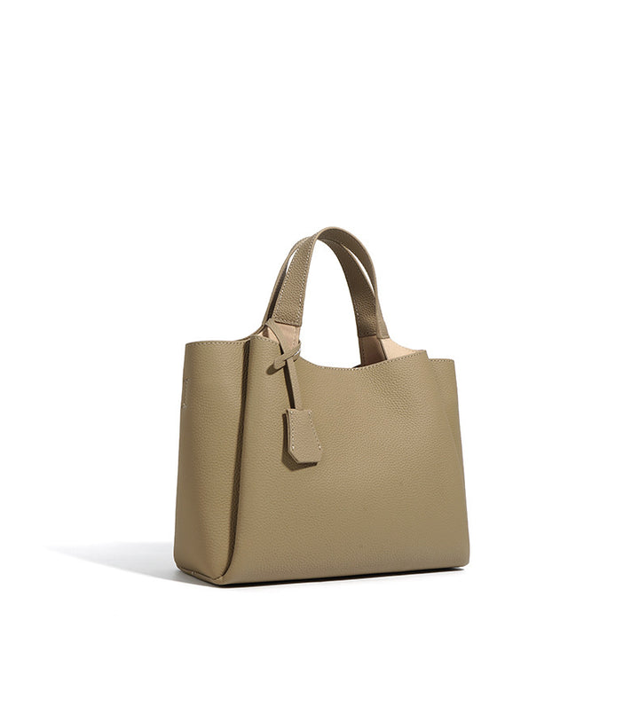 structured pebble leather tote with top handles - TERRAX