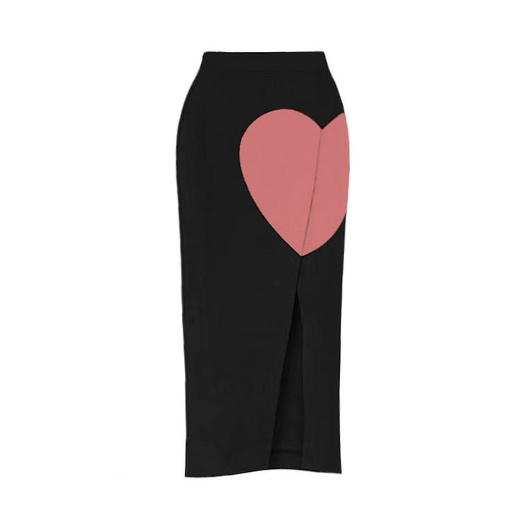 heart appliqué crop bikini with midi slit skirt set – LOVE