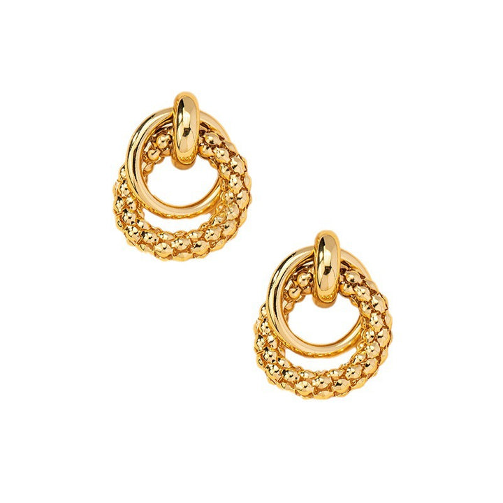 Triple hoop textured drop earring with polished finish - Ningu