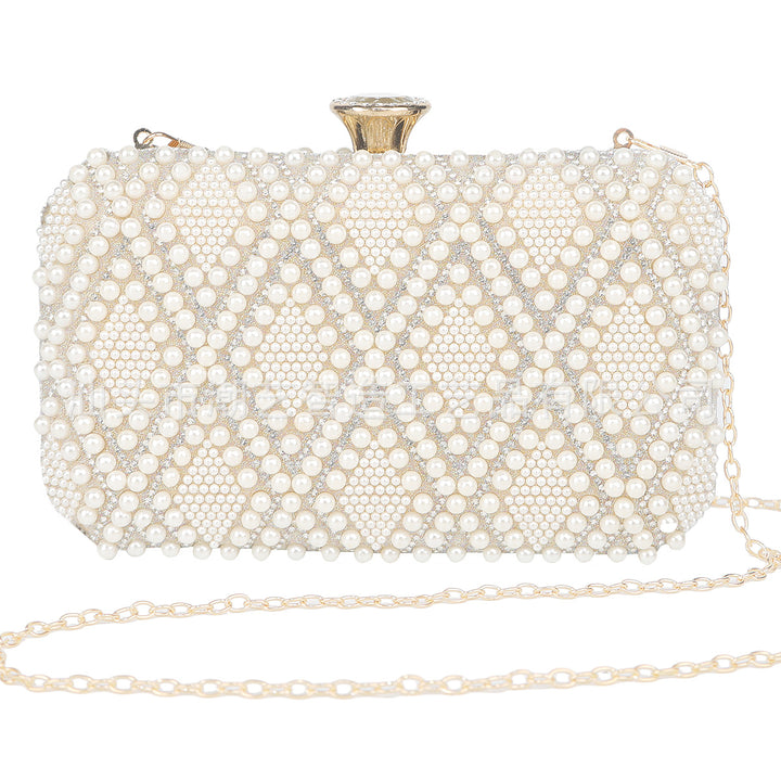 Pearl Embellished Clutch Bag - Luxe