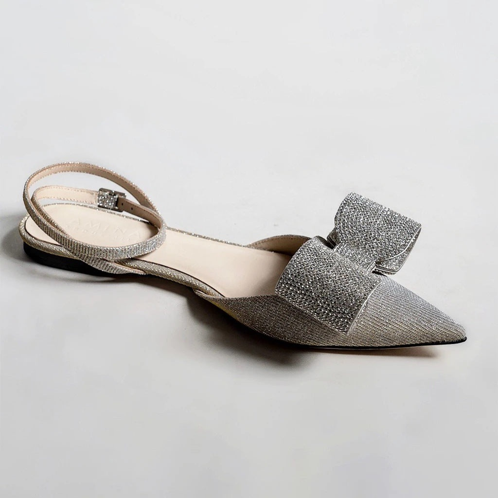 pointed-toe slingback flats with crystal bow – GASELLA
