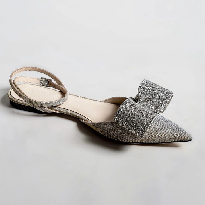 pointed-toe slingback flats with crystal bow – GASELLA