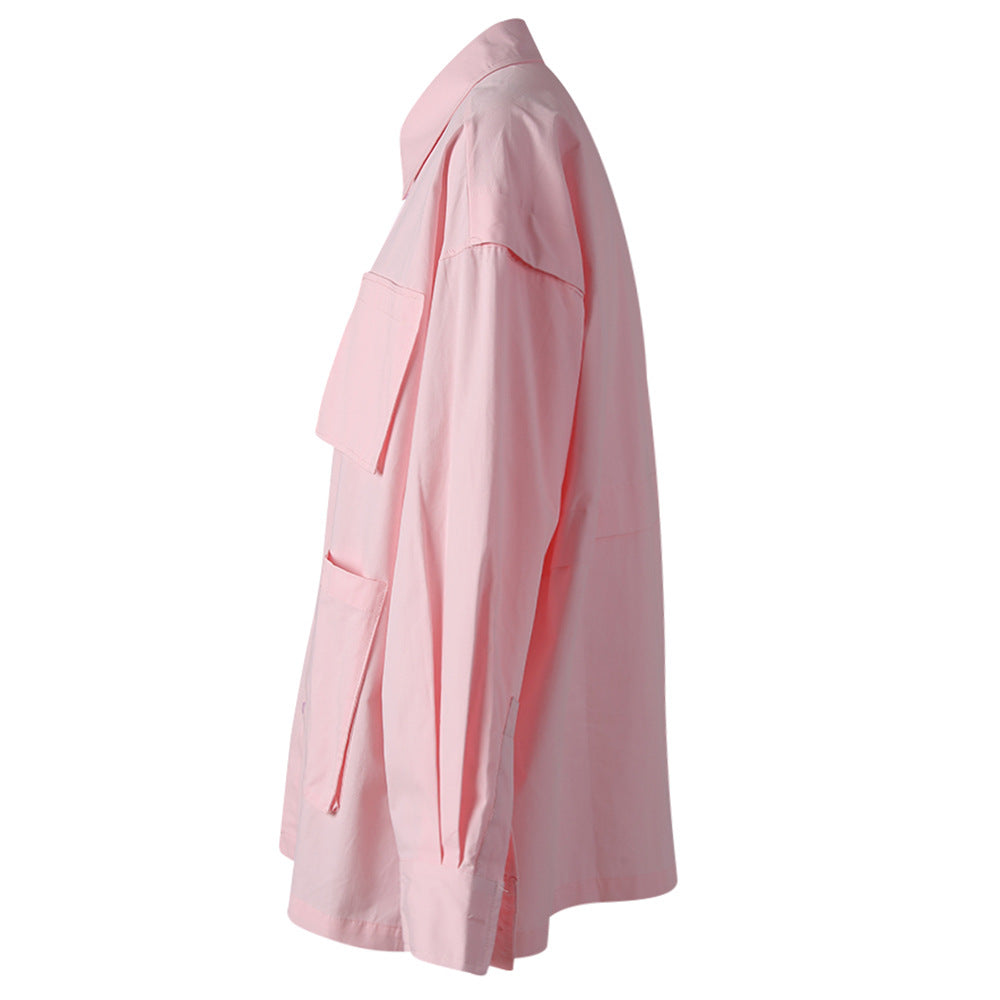 utility pocket button-down shirt with relaxed fit – BLUSHER