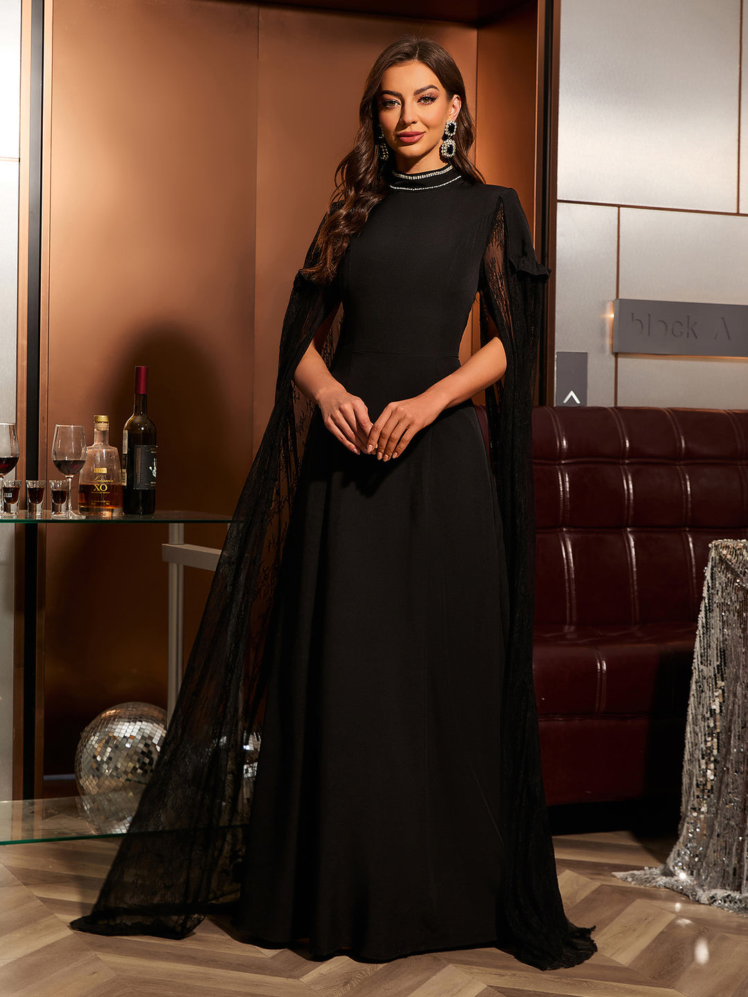 Haut à manches évasées plissées et ensemble jupe longue avec ceinture à la taille – Rosiny 