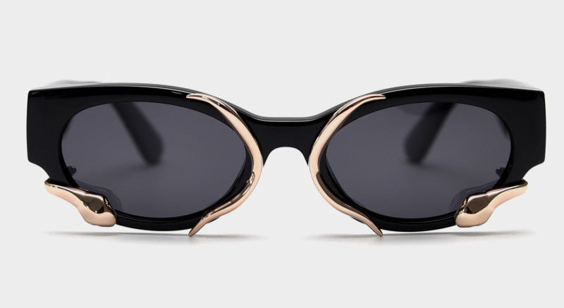 rectangular sunglasses with sculptural metal wave detail - VORTAX