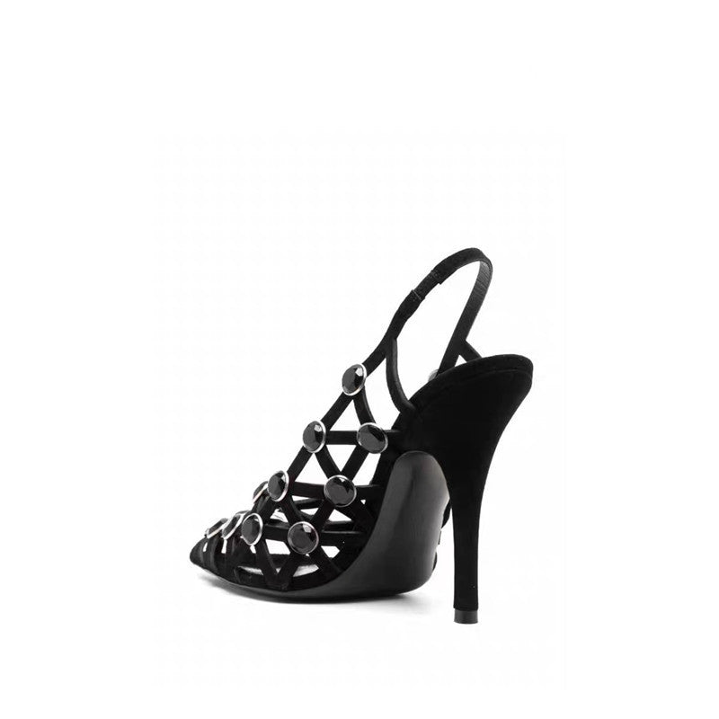 lattice slingback heels with emerald studs – SERENA