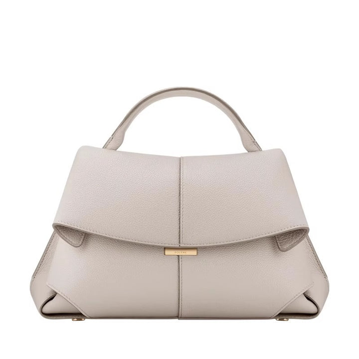 folded flap leather top-handle bag – VERA