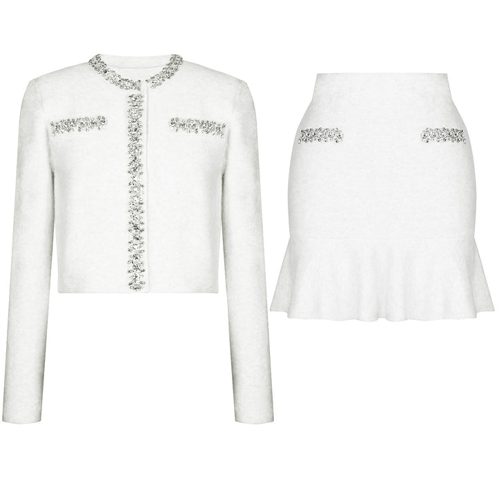 Geplooide top met uitlopende mouwen en maxi-rok set met tailleband – Rosiny 