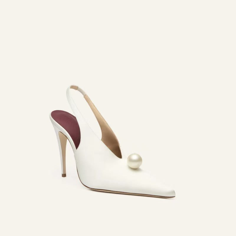 slingback stiletto heels with pearl accent – COLETTE