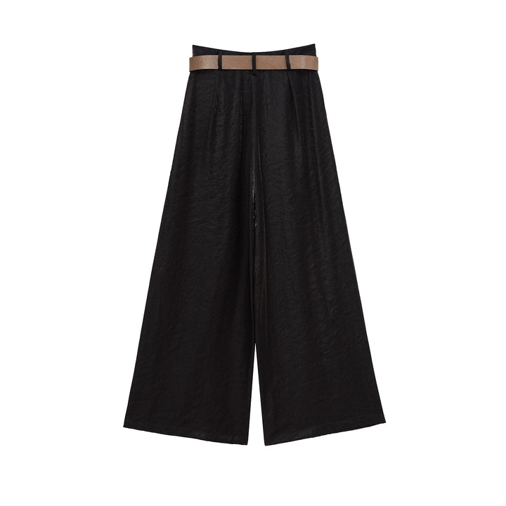 high-waist wide-leg trousers with statement belt – CALISTA
