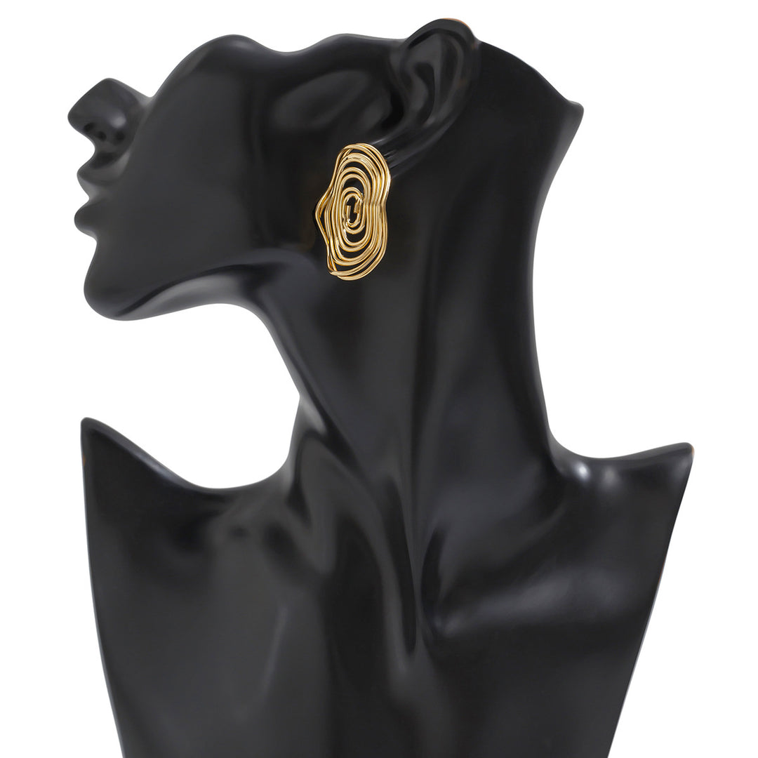 Spiral wire oval earrings in metallic finish - Noliz