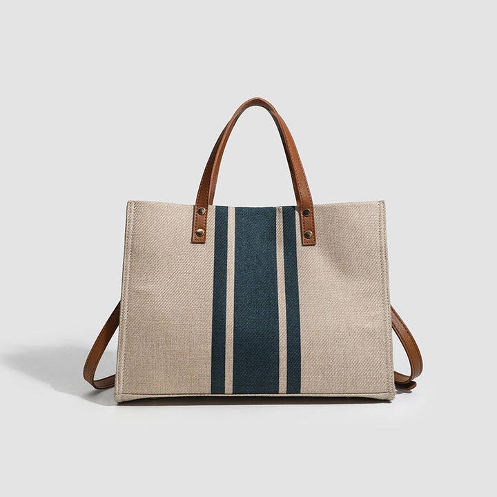 Striped Canvas Tote Bag - Casual