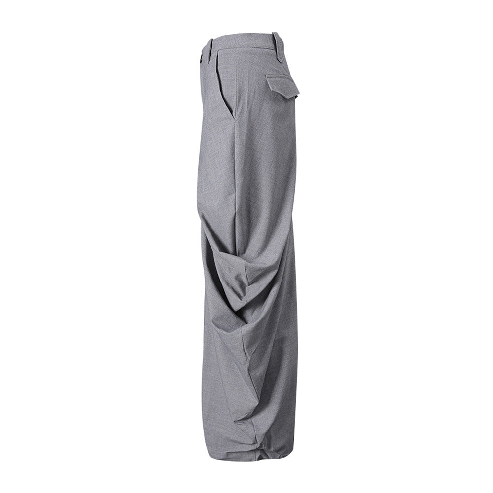 draped high-waist midi skirt with sculpted folds – GRAYSON