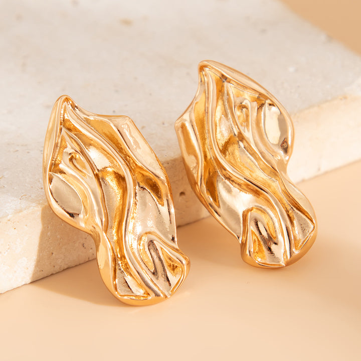 أقراط أذن على شكل موجة منصهرة بتصميم عضوي - روني