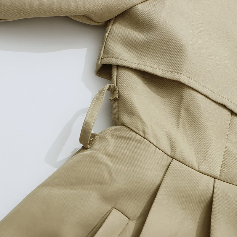 Plissiertes Oberteil mit ausgestellten Ärmeln und Maxirock-Set mit Taillengürtel – Rosiny 