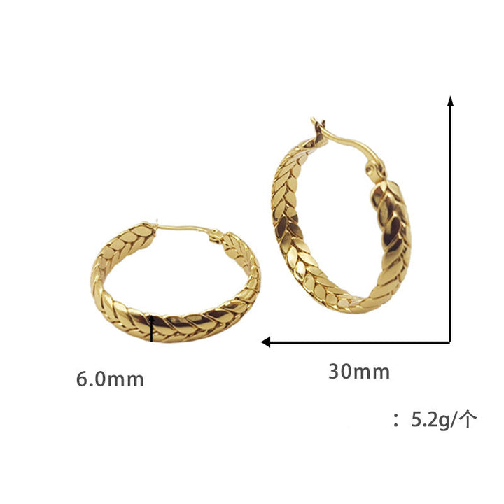 أقراط ذهبية مضفرة على شكل حلقة - سينيا