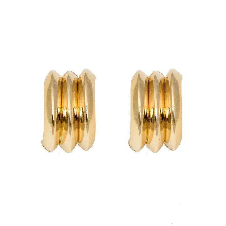 Boucles d'oreilles créoles à double couche texturée avec détail gravé – Akoma 