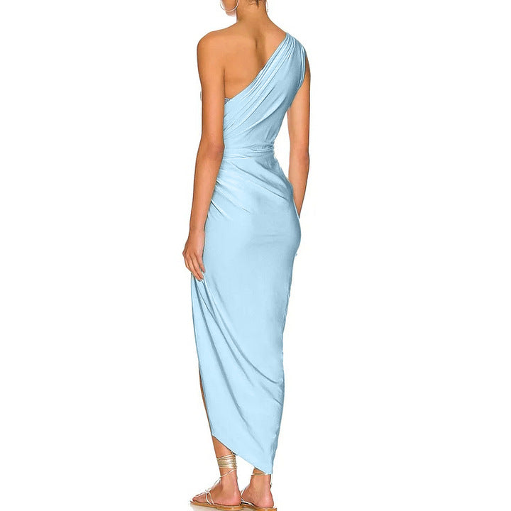 shimmer bandeau one-piece with ruched wrap skirt – LAVENDER