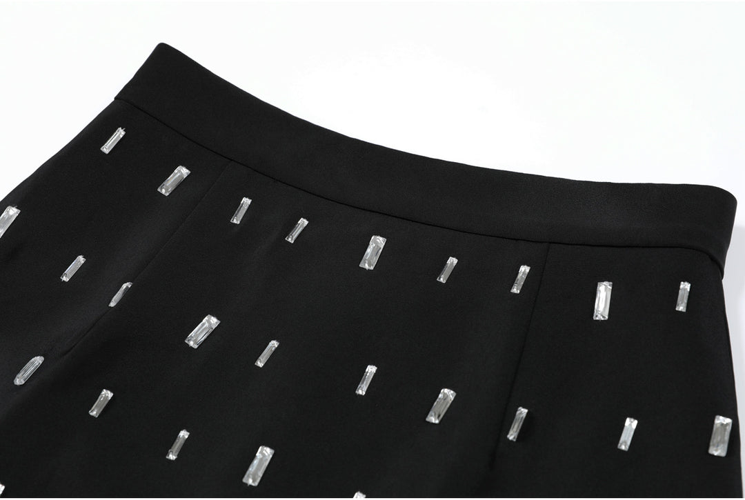 long-sleeve mini suit dress with crystal embellishments - ASTRIDIC