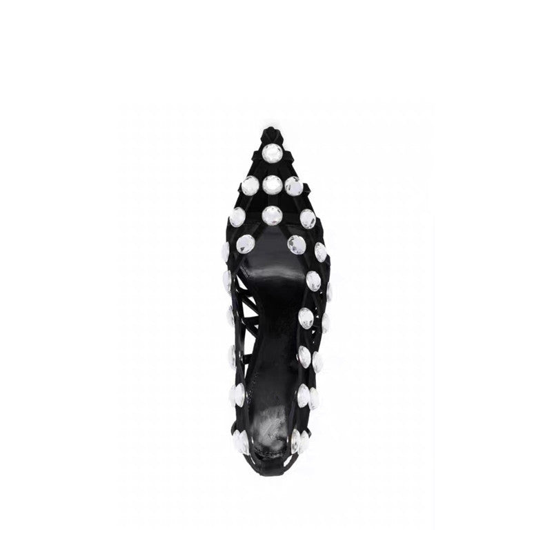 lattice slingback heels with emerald studs – SERENA