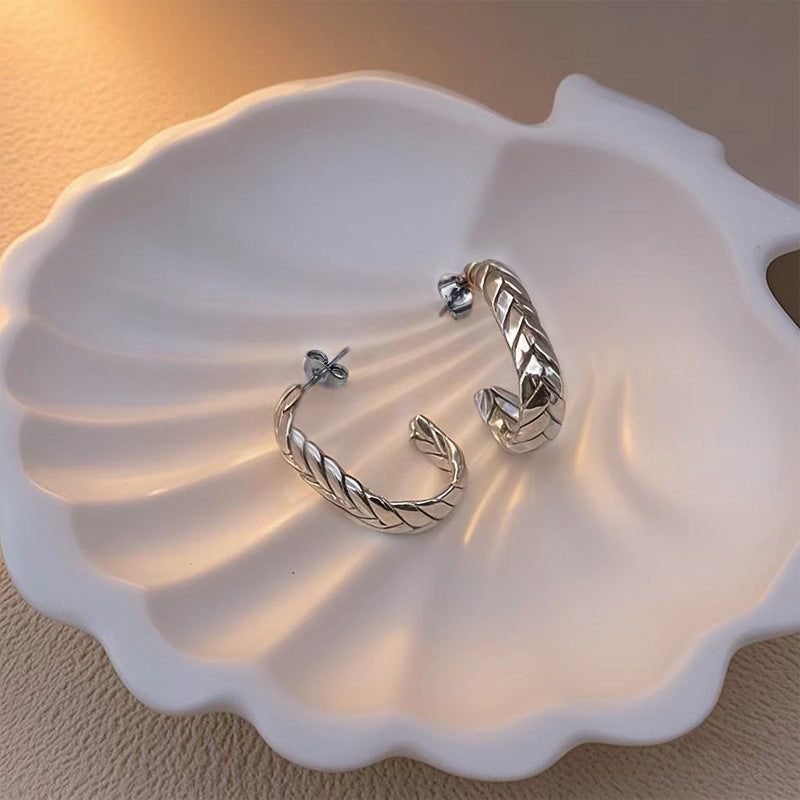 أقراط ذهبية مضفرة على شكل حلقة - سينيا