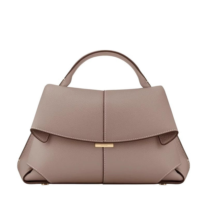 folded flap leather top-handle bag – VERA