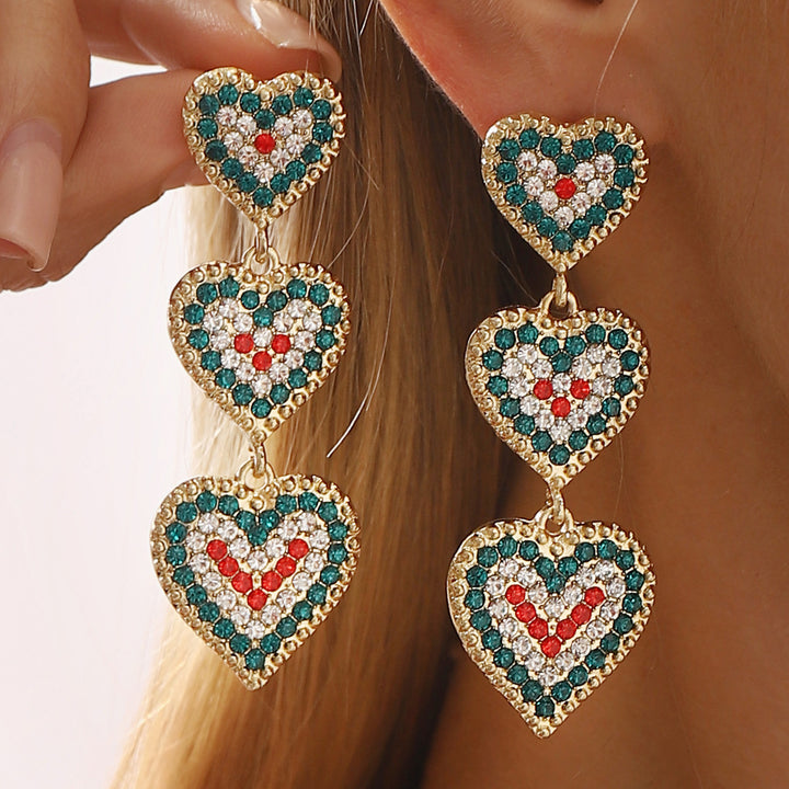 crystal heart and festive wreath drop earrings – HOLLY