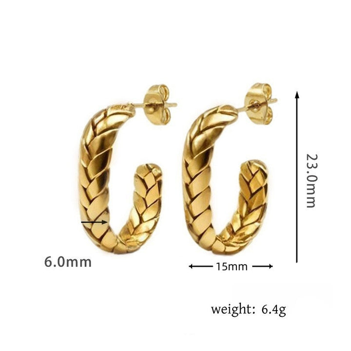 أقراط ذهبية مضفرة على شكل حلقة - سينيا