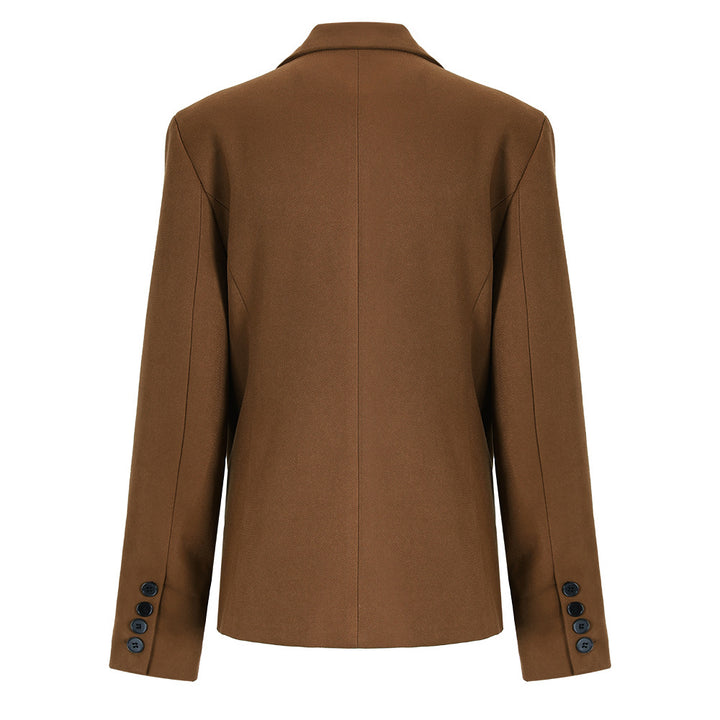 tailored asymmetric blazer with pleated hem – CAMELIA