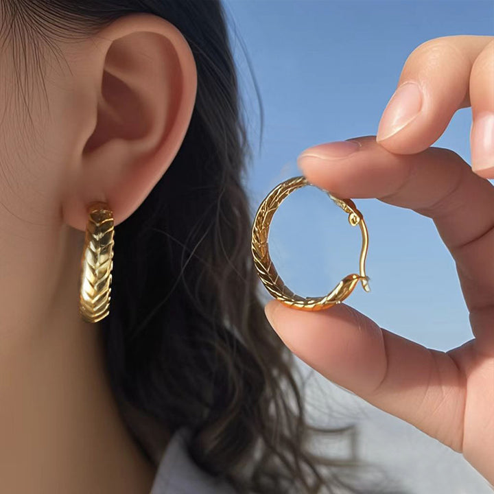 أقراط ذهبية مضفرة على شكل حلقة - سينيا