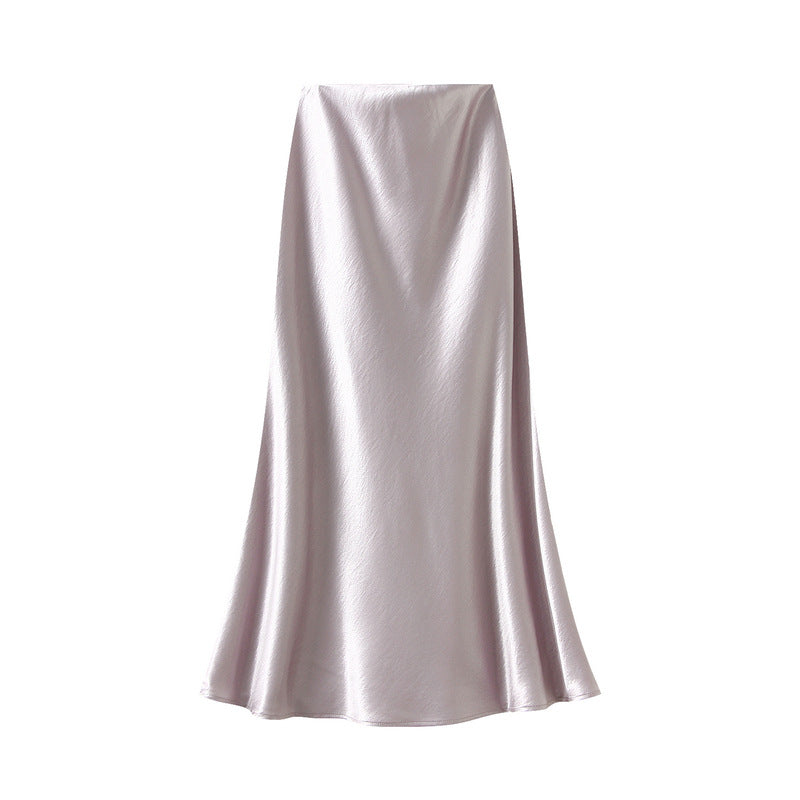 satin A-line midi skirt in icy blue – FROST