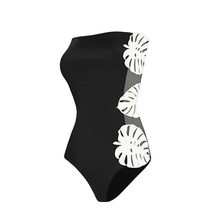 strapless leaf detail one-piece with side panel maxi skirt – MIDNIGHT