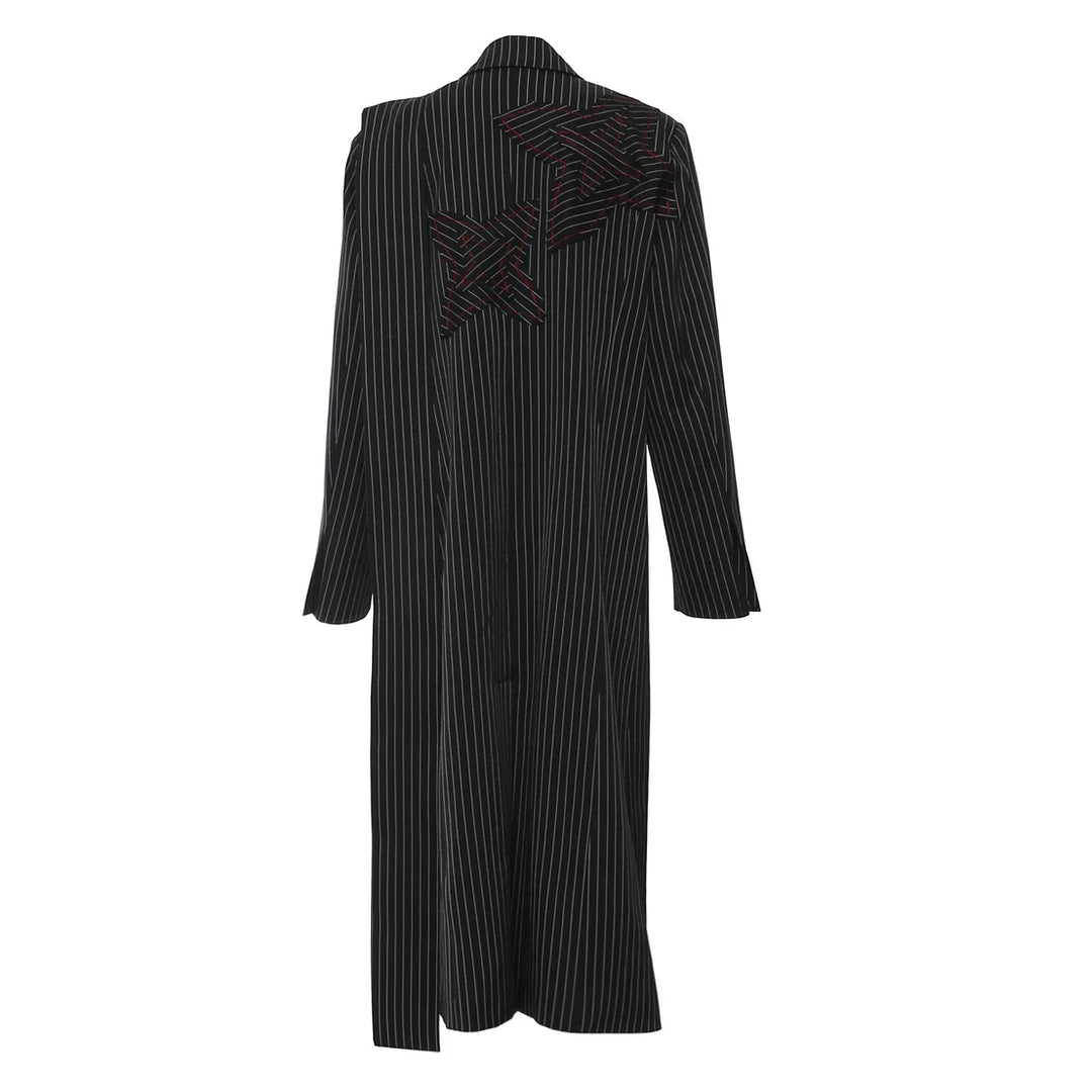 Black Pinstripe Embroidered Blazer Dress – Authority