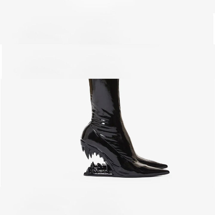 pointed-toe ankle boots with sculpted monster wedge - KOLEEN