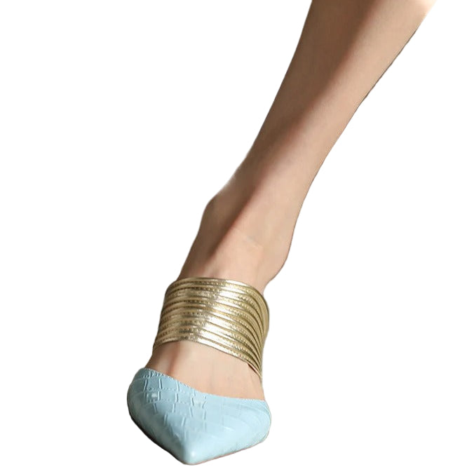 pointed mules with gold layered strap - SOLENERU