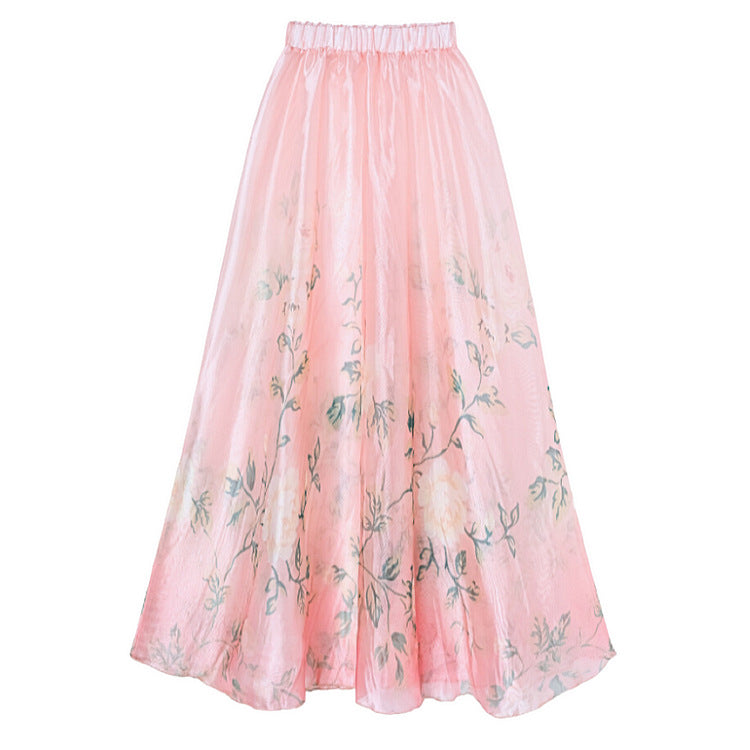 ruffle strap floral swimsuit with sheer maxi skirt – WHISPER