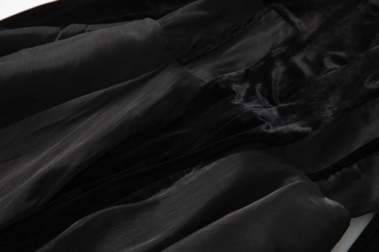 velvet and organza layered gown with plunge neckline – NOLSI