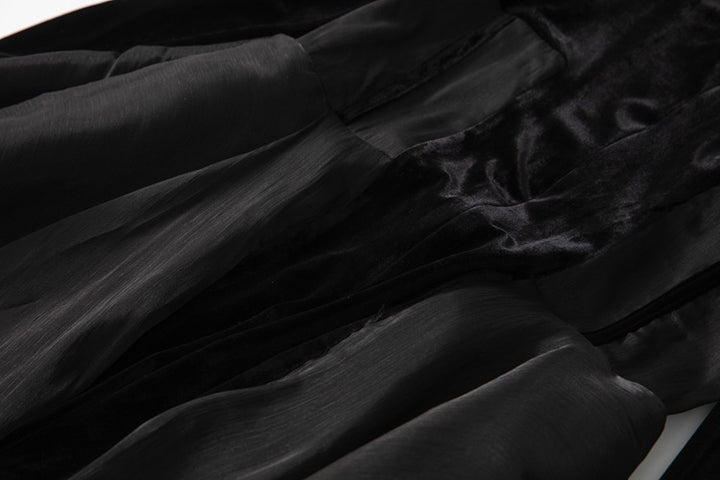 velvet and organza layered gown with plunge neckline – NOLSI