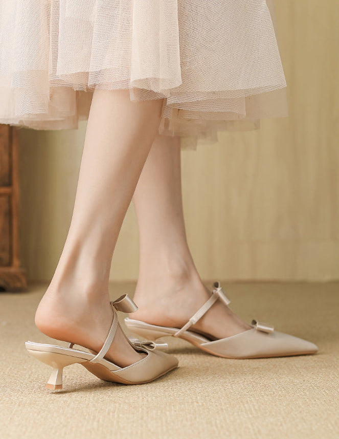 mule heels with double bow strap - SERELIKU
