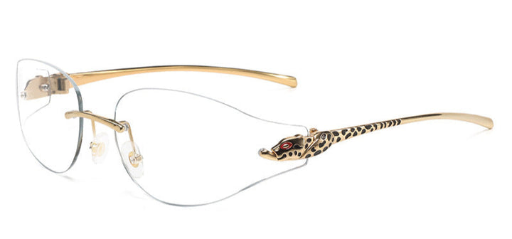 rimless sculpted shield sunglasses with panther temples - VENOZ