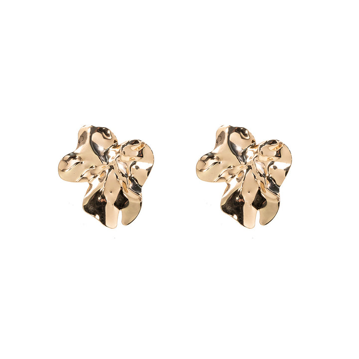 Abstract floral stud earrings with molten texture - Arnilu