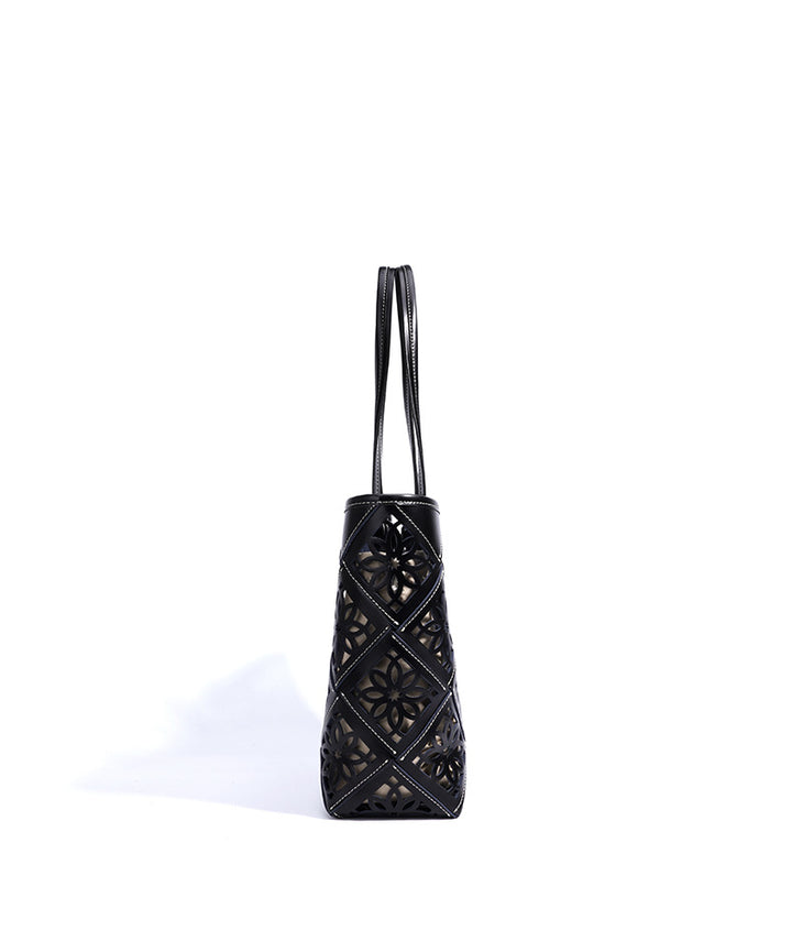 cutout leather tote bag with floral lattice – ORLY