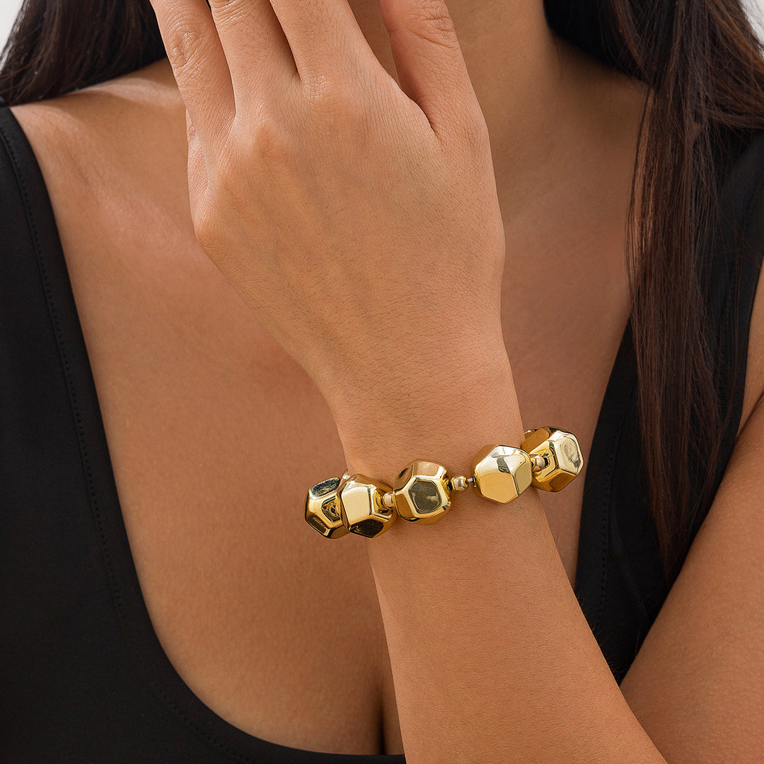 Chunky geometric bead bracelet with metallic shine - Nabsu