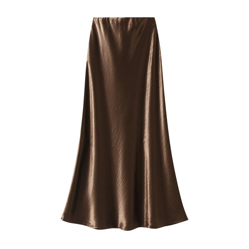 satin A-line midi skirt in icy blue – FROST