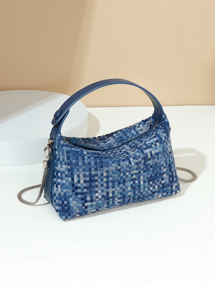 Woven Denim Shoulder Bag – AZURE