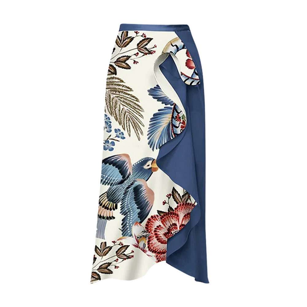 wrap tie-back floral bodysuit with ruffle draped skirt – BLOOM