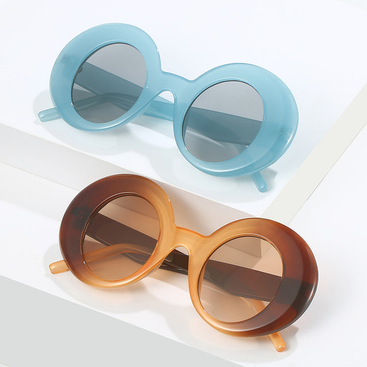 round-frame oversized sunglasses with glossy finish - KIKI