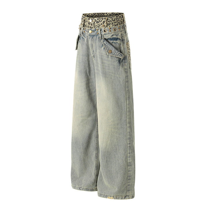 Vintage Washed Wide-Leg Denim Pants - Streetwear