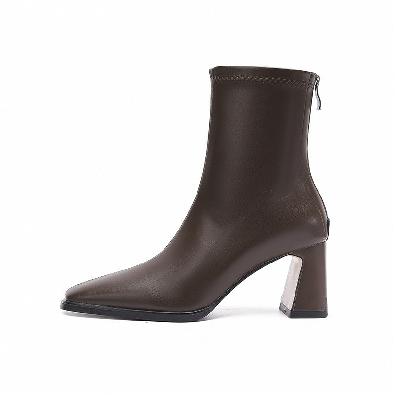 pointed-toe ankle boots with block heel – AURACIV