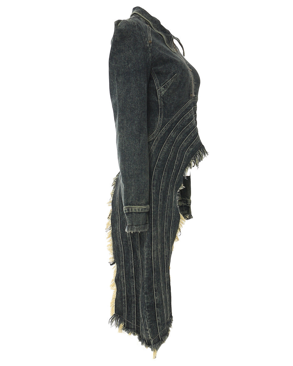 Suède cropped trenchcoat met riem en gelaagde mouwen - Linra 